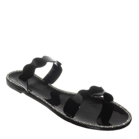 Bamboo Alison02 Lucite Jelly Rhinestone Soft Open Toe Slide Sandal Size 5 New - Picture 1 of 7